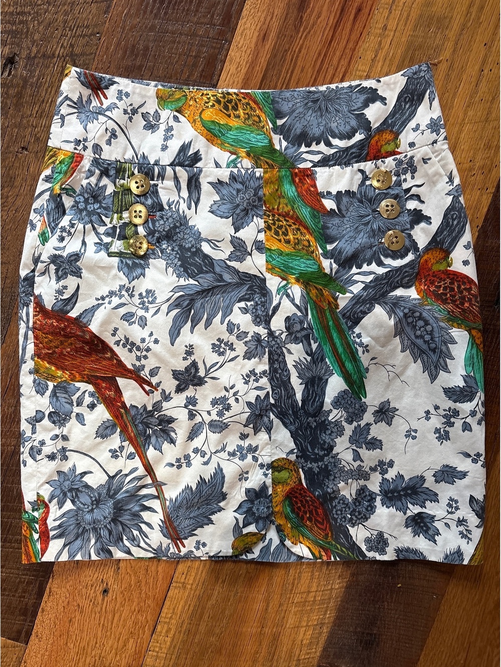 Liefsdottir Anthropologie parrot pencil skirt whimsical